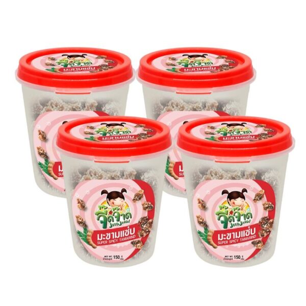 makro-snack-0945 จี๊ดจ๊าด มะขามแซ่บ ขนาด 120 กรัม (แพ็ค 4 กระปุก) ขนาด 480 กรัม
