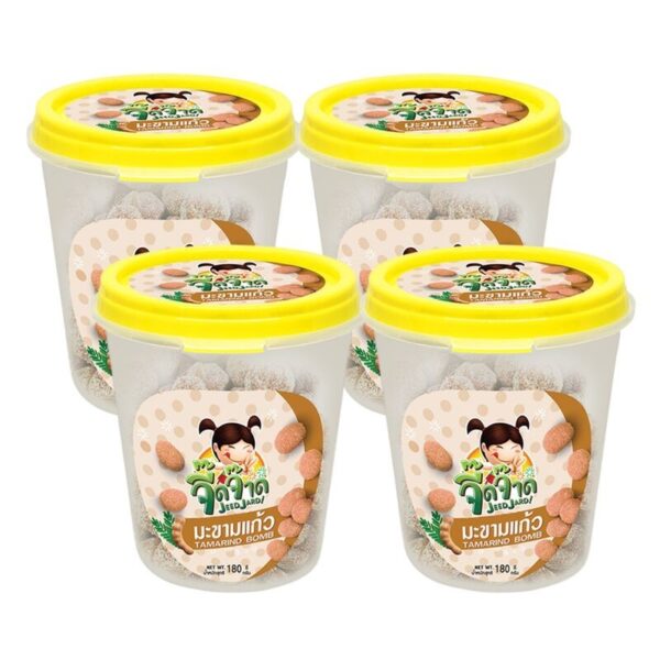 makro-snack-0955 จี๊ดจ๊าด มะขามแก้ว ขนาด 180 กรัม (แพ็ค 4 กระปุก) ขนาด 720 กรัม