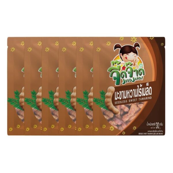 makro-snack-0959 จี๊ดจ๊าด มะขามหวาน (ไร้เมล็ด) ขนาด 30 กรัม (แพ็ค 6 ซอง) ขนาด 180 กรัม