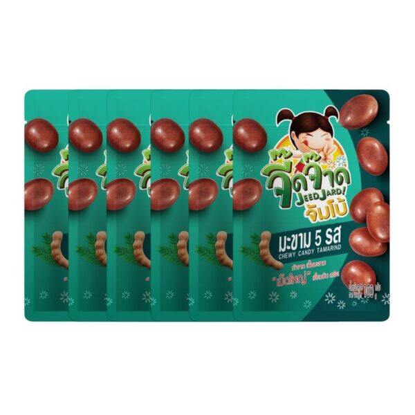 makro-snack-0960 จี๊ดจ๊าด จัมโบ้ มะขาม5รส (แพ็ค 6 ซอง) ขนาด 600 กรัม