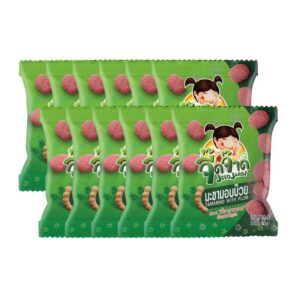makro-snack-0966 จี๊ดจ๊าด มะขามอบบ๊วย 10 กรัม (แพ็ค 12 ซอง) ขนาด 120 กรัม