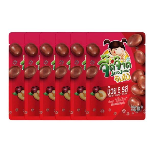 จี๊ดจ๊าด จัมโบ้ บ๊วย 5 รส (แพ็ค 6 ซอง) ขนาด 600 กรัม