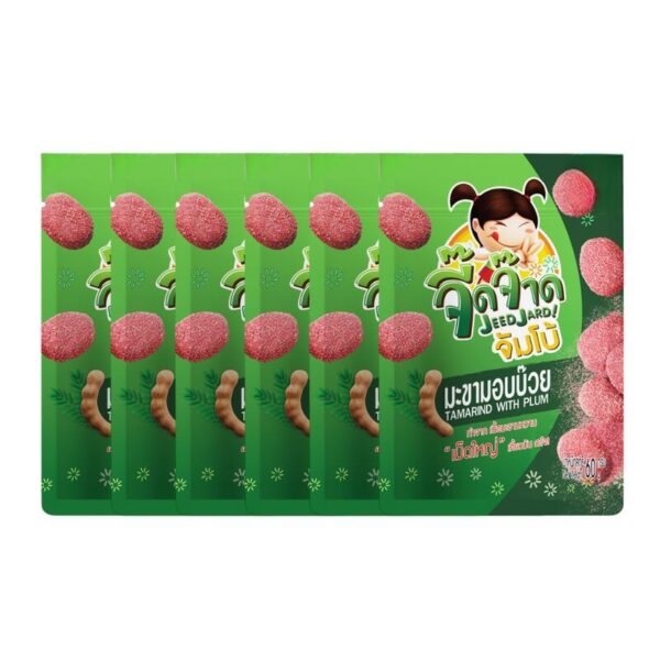 makro-snack-0992 จี๊ดจ๊าด จัมโบ้ มะขามอบบ๊วย (แพ็ค 6 ซอง) ขนาด 360 กรัม