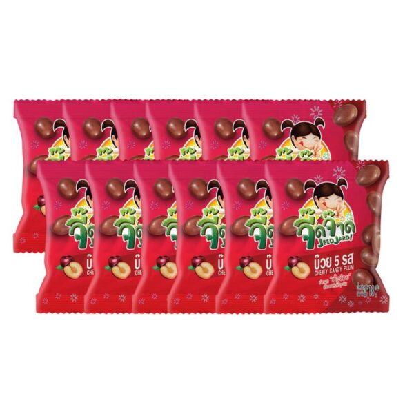 makro-snack-0994 จี๊ดจ๊าด บ๊วย5รส 18 กรัม (แพ็ค 12 ซอง) ขนาด 216 กรัม