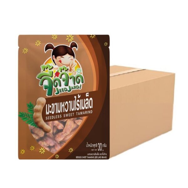 [ขายยกลัง] จี๊ดจ๊าด มะขามหวาน (ไร้เมล็ด) ขนาด 30 กรัม (1 ลัง บรรจุ 72 ซอง) ขนาด 2160 กรัม