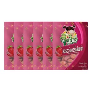makro-snack-0996 จี๊ดจ๊าด สตรอว์เบอร์รี่แซ่บพริก 30 กรัม (แพ็ค 6 ซอง) ขนาด 180 กรัม