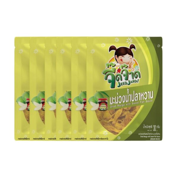 makro-snack-0997 จี๊ดจ๊าด มะม่วงน้ําปลาหวาน 30 กรัม (แพ็ค 6 ซอง) ขนาด 180 กรัม