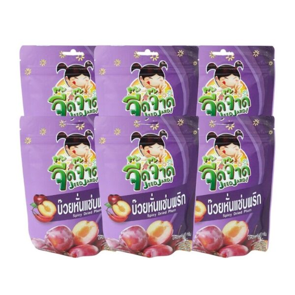 makro-snack-1001 จี๊ดจ๊าด บ๊วยหั่นแซ่บพริก 100 กรัม (แพ็ค 6 ซอง) ขนาด 600 กรัม