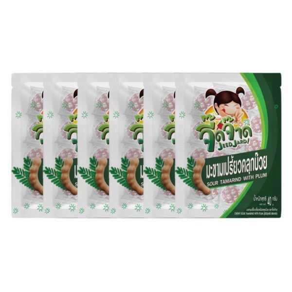 makro-snack-1002 จี๊ดจ๊าด มะขามเปรี้ยวคลุกบ๊วย 40 กรัม (แพ็ค 6 ซอง) ขนาด 240 กรัม