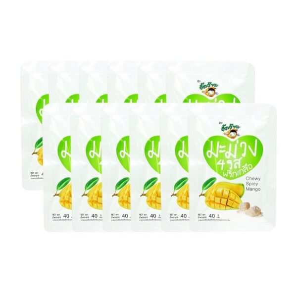 makro-snack-1025 จี๊ดจ๊าด มะม่วง 4 รสพริกเกลือ 40 กรัม (1 แพ็ค บรรจุ 12 ซอง) ขนาด 480 กรัม