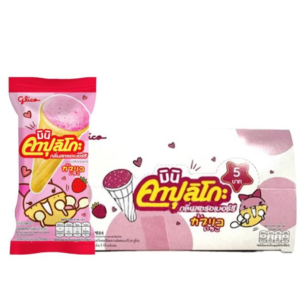 makro-snack-1048 กูลิโกะ คาปุลิโกะโคนสตรอเบอร์รี 6.5 ก. x 12