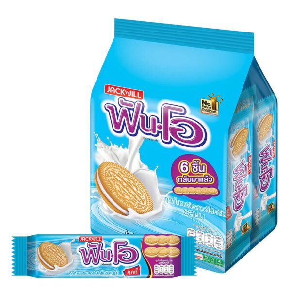 makro-snack-1050 ฟันโอ คุกกี้แซนวิช สอดไส้ครีมรสนม 40.5 ก. 12 ชิ้น