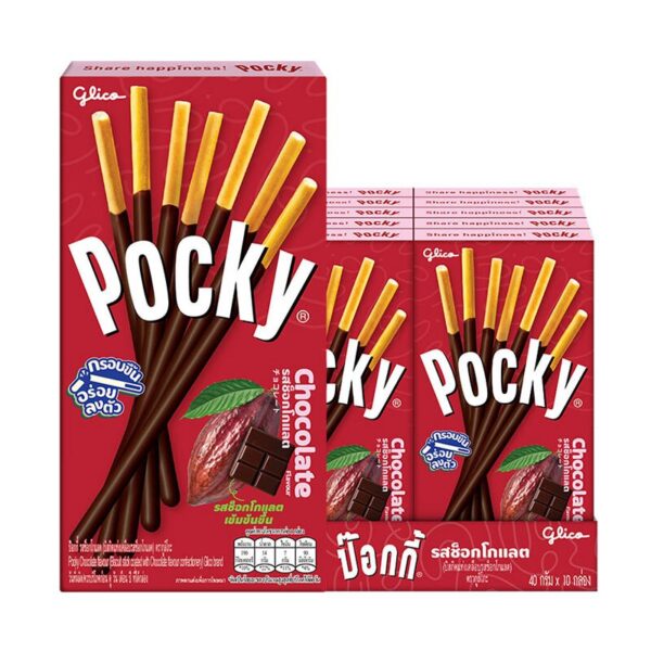 makro-snack-1072 กูลิโกะ ป๊อกกี้ บิสกิตแท่งเคลือบรสช็อกโกแลต 40 ก. x 10