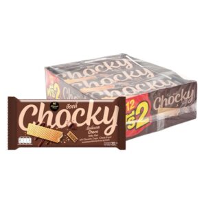 makro-snack-1097 ช๊อคกี้ เวเฟอร์สอดไส้ครีมรสช็อกโกแลต 30 ก. 12 ชิ้น