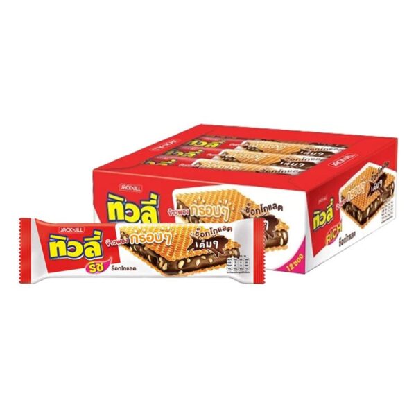 makro-snack-1106 ทิวลี่ ริช เวเฟอร์สอดไส้ครีม รสช็อกโกแลตและข้าวพอง 22 ก. 12 ชิ้น