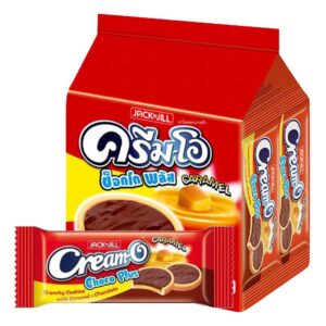 makro-snack-1112 ครีมโอ พลัส คุกกี้ราดคาราเมลและช็อกโกแลต 13 ก. x 24