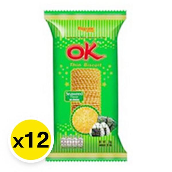 โอเค ขนมปังกรอบแผ่นบาง รสสาหร่าย 30 ก. x 12