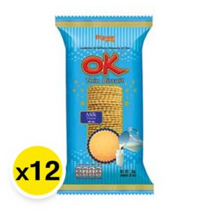 makro-snack-1134 โอเค ขนมปังกรอบแผ่นบาง รสนม 25 ก. x 12