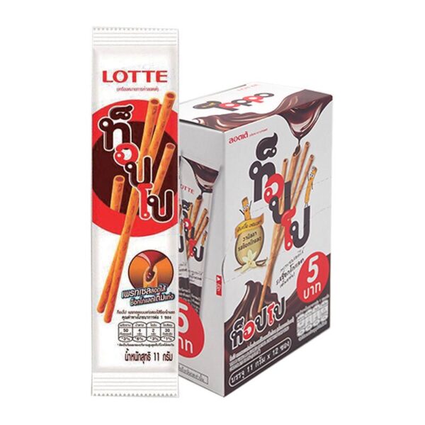ท็อปโป บิสกิต เพรทเซล สอดไส้ช็อกโกแลต 11 ก. 12 ชิ้น