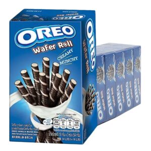 makro-snack-1159 โอรีโอ เวเฟอร์โรลสอดไส้ครีม กลิ่นวานิลลา 54 ก. x 5