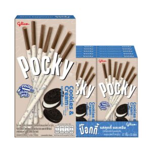 makro-snack-1165 ป๊อกกี้ รสคุกกี้แอนด์ครีม 41 ก. x 10