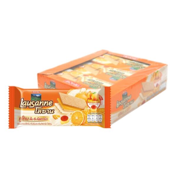 makro-snack-1174 โลซาน เวเฟอร์ ครีมส้มคัสตาร์ด 30 ก. x 12