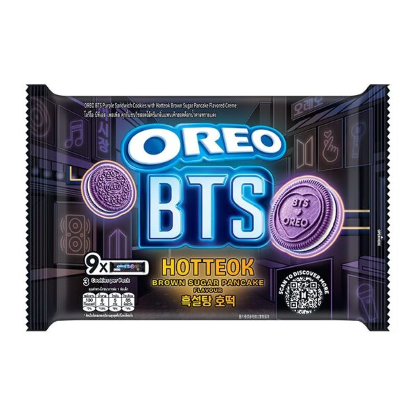 makro-snack-1206 โอรีโอ บีทีเอส คุกกี้แซนวิชสอดไส้ครีมเพอเพิลฮอตต็อก 26.25 ก. x 9