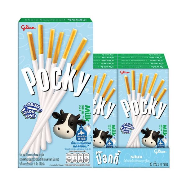 makro-snack-1222 กูลิโกะ ป๊อกกี้ บิสกิตแท่ง รสนม 40 ก. x 10