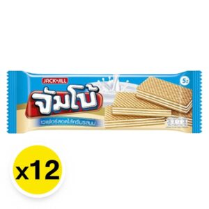 makro-snack-1224 แจ็ค แอนด์ จิล จัมโบ้ เวเฟอร์สอดไส้ครีมรสนม 30 ก. x 12+2