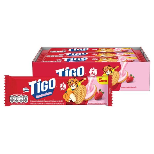 makro-snack-1261 ทีโก คุกกี้แซนวิชสอดไส้ครีม รสสตรอเบอร์รี 35 ก. x 12