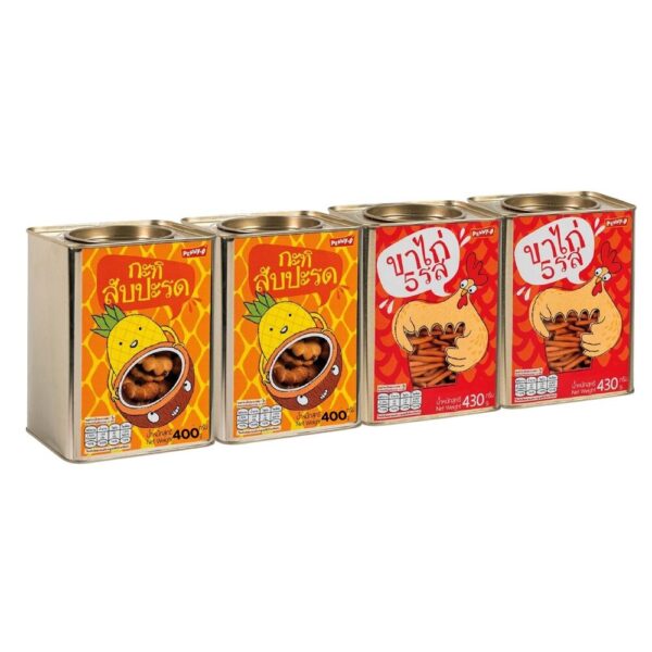 makro-snack-1300 เพนนีโอ ขนมปี๊ป กะทิสับปะรด 400 ก. และ ขาไก่ 5 รส 430 ก. x 4