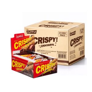 makro-snack-1337 เพนนีโอ คริสปี้ ขนมอบกรอบเคลือบครีมผสมโอ๊ต ยกลัง กลิ่นช็อกโกแลต 12 กรัม 12 ชิ้น x 24
