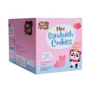 makro-snack-1353 Tiny Bite Mini sandwich cookies มินิคุกกี้ ขนมสําหรับเด็กแพ้ เด็กแพ้อาหารทานได้ สตรอว์เบอร์รี่