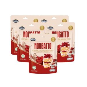 [5 ห่อ สุดคุ้ม] (50 กรัม) Nezline Nougatto Nougat Crisp นูกัตโตะ ขนมนูกัต มาเคียโต้ 3 รสชาติ ขนาดพกพา ตราเนสไลน์ (5 ห่อ) ชานมกุหลาบ