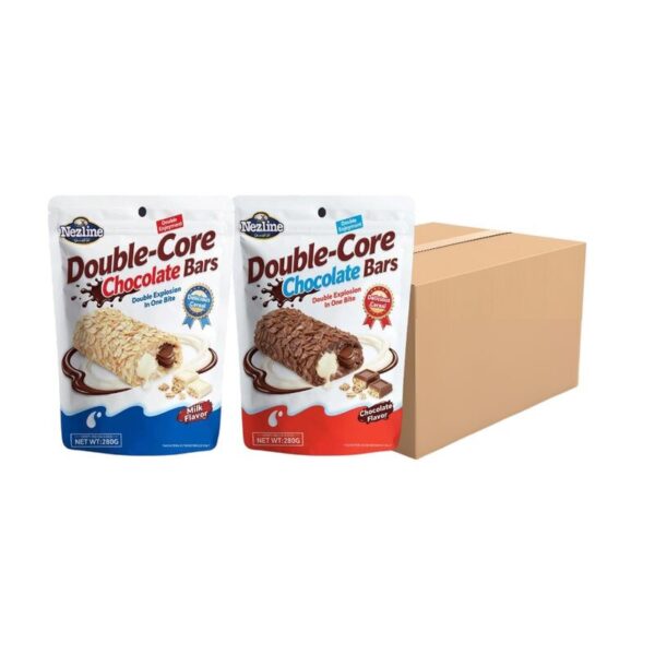 (ยกลัง 12ห่อ) Double Core Chocolate Bars ขนมเวเฟอร์เคลือบโอ๊ต 280 กรัม สอดไส้ครีม นม และช็อกโกแลต ตราเนสไลน์ ช็อกโกแลต (12ห่อ) คละรสชาติ