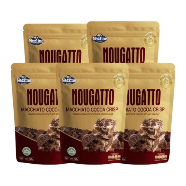 [5 ห่อ สุดคุ้ม] (50 กรัม) Nezline Nougatto Nougat Crisp นูกัตโตะ ขนมนูกัต มาเคียโต้ 3 รสชาติ ขนาดพกพา ตราเนสไลน์ (5 ห่อ) ช็อกโกแลต