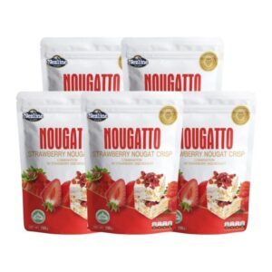 [5 ห่อ สุดคุ้ม] (50 กรัม) Nezline Nougatto Nougat Crisp นูกัตโตะ ขนมนูกัต มาเคียโต้ 3 รสชาติ ขนาดพกพา ตราเนสไลน์ (5 ห่อ) สตรอเบอร์รี่