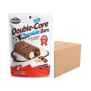 makro-snack-1385 (ยกลัง 12ห่อ) Double Core Chocolate Bars ขนมเวเฟอร์เคลือบโอ๊ต 280 กรัม สอดไส้ครีม นม และช็อกโกแลต ตราเนสไลน์ ช็อกโกแลต (12ห่อ) รสช็อกโกแลต