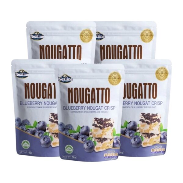 [5 ห่อ สุดคุ้ม] (50 กรัม) Nezline Nougatto Nougat Crisp นูกัตโตะ ขนมนูกัต มาเคียโต้ 3 รสชาติ ขนาดพกพา ตราเนสไลน์ (5 ห่อ) บลูเบอร์รี่