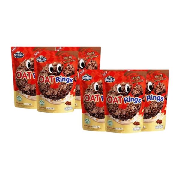[โปร 3แถม3] Nezline โอ๊ตริง 60 กรัม ข้าวโอ๊ตรูปวงกลม 3 รสชาติ (ช็อกโกแลต, สตรอว์เบอร์รี่ และ นม) ขนมทานเล่น ช็อก 3 + ช็อก 3