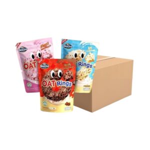 makro-snack-1403 (ยกลัง 50 ห่อ) Nezline โอ๊ตริง 60 กรัม ข้าวโอ๊ตรูปวงกลม 3 รสชาติ (ช็อกโกแลต, สตรอว์เบอร์รี่ และ นม) ขนมทานเล่น (50ห่อ) คละรสชาติ