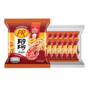 makro-snack-1409 พีอาร์ บิ๊กแบ็ก ข้าวเกรียบ รสกุ้งสไปซี่ 18 ก. x 12
