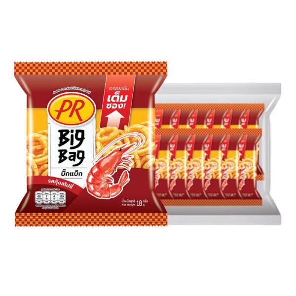 makro-snack-1409 พีอาร์ บิ๊กแบ็ก ข้าวเกรียบ รสกุ้งสไปซี่ 18 ก. x 12