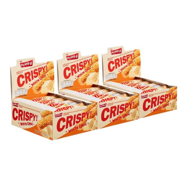 makro-snack-1449 เพนนีโอ คริสปี้ ขนมอบกรอบเคลือบครีมผสมโอ๊ต กลิ่นไวท์ช็อกโกแลต 12 กรัม 12 ชิ้น x 3