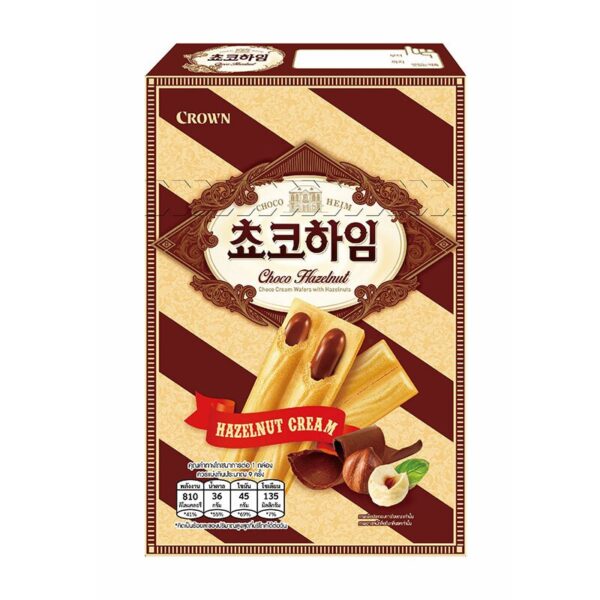 makro-snack-1481 คราวน์ ช็อกโกไฮม เวเฟอร์ ช็อกโกแลต ฮาเซลนัท 142 ก.