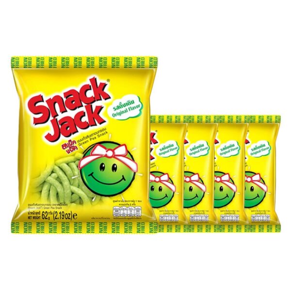 makro-snack-1518 สแน็คแจ๊ค ขนมถั่วลันเตาอบกรอบ รสต้นตํารับ 62 ก. x 4