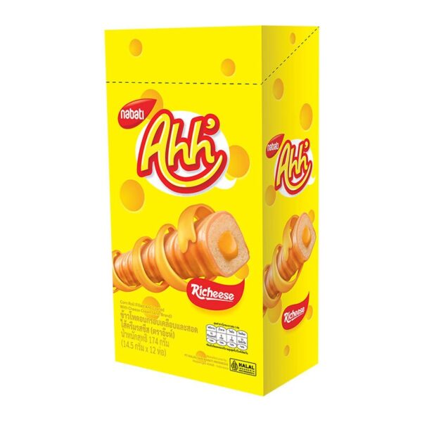 makro-snack-1523 อ๊ะห์ ข้าวโพดอบกรอบเคลือบและสอดไส้ครีมรสชีส 14.5 ก. 12 ชิ้น