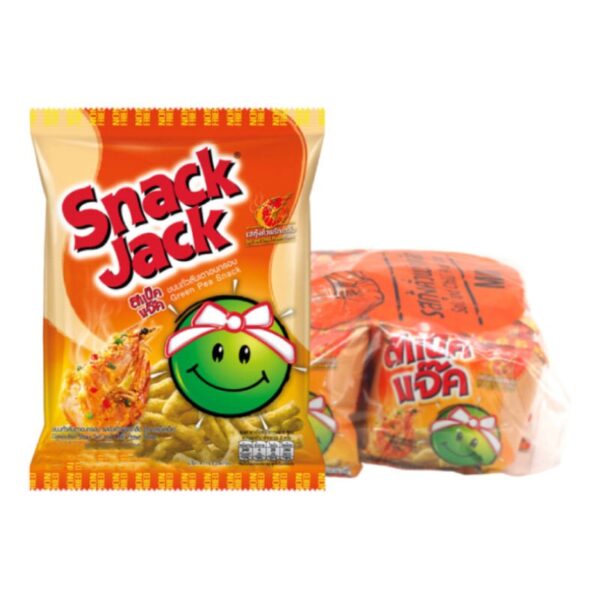 makro-snack-1540 สแน็คแจ๊ค ถั่วลันเตาอบกรอบ กุ้งพริกเกลือ 15 ก. x 12