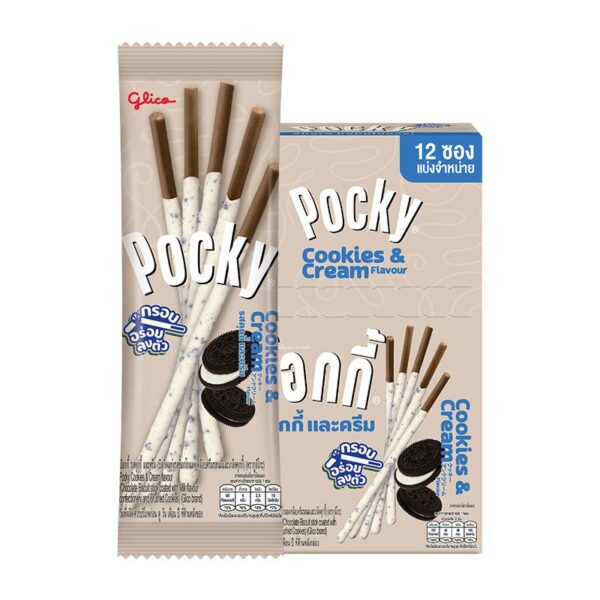 makro-snack-1547 ป๊อกกี้ คุกกี้ครีม 11 ก. 12 ซอง
