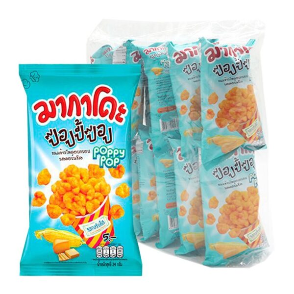 makro-snack-1548 มากาโดะ ป๊อปปี้ป๊อป ขนมข้าวโพดอบกรอบ รสคอร์นชีส 24 ก. x 12